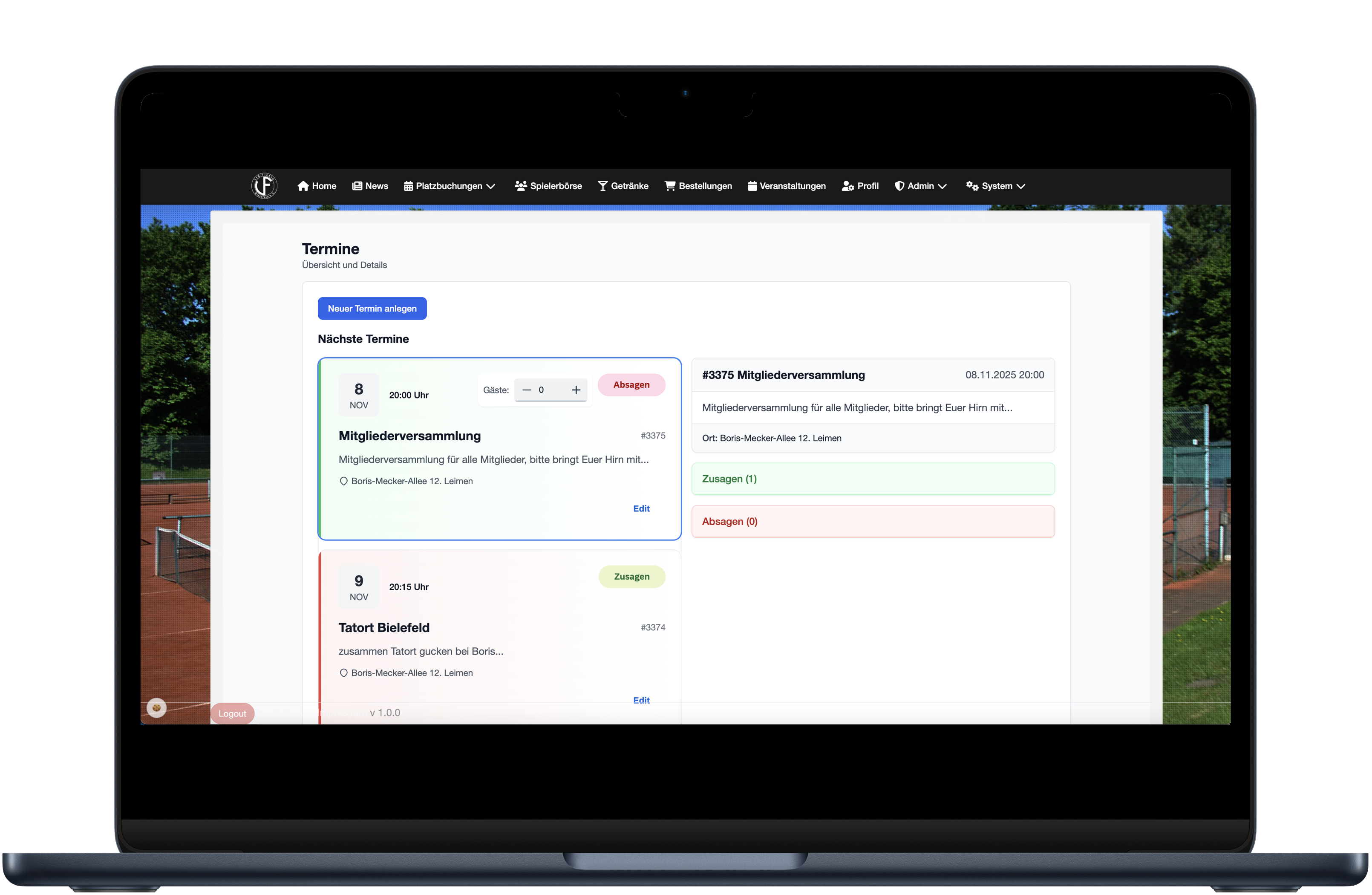 Buchungssystem Screenshot 10