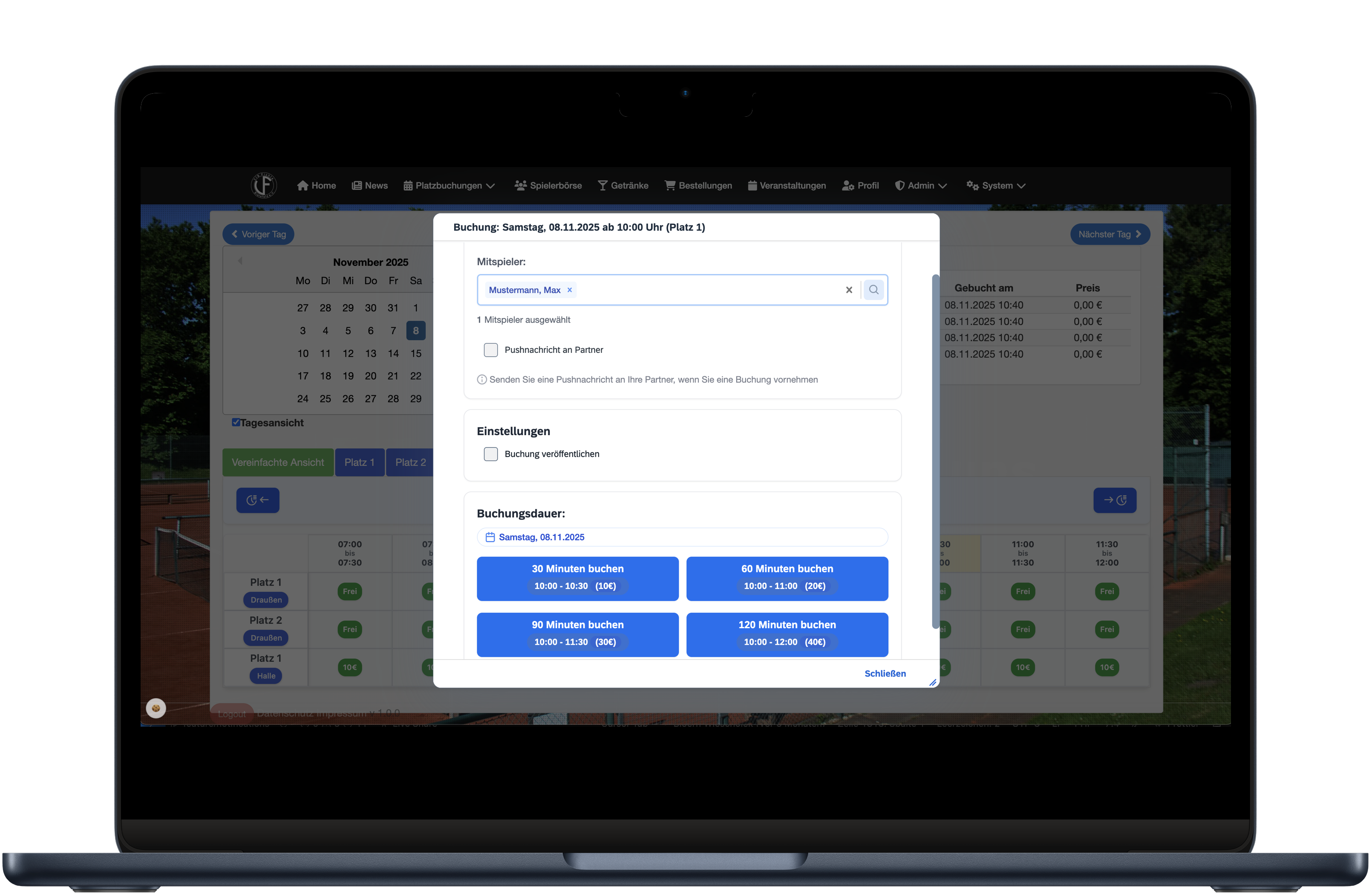 Buchungssystem Screenshot 6
